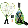Speedminton® Set Junior (2x Schläger 6-12 Jahre, 2x Speeder, Tasche) blau/grün/gelb