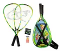 Speedminton Junior Set – Original Speed Badminton/Crossminton Kinder Set inkl. 2 FUN Speeder, Tasche, Grün, 60 cm