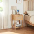 [en.casa] Nachttisch Leirfjord Beistelltisch mit Schublade Nachtkommode Nachtschrank Wohnzimmertisch 60 x 40 x 35 cm Sofatisch Nachtkonsole Nebentisch aus Bambus Natur