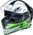 RT-824 Integralhelm Motorradhelm Kinderhelm Motorrad Integral Roller Helm Gebiss Green Hollow L (59-60)
