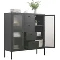 Mein-Regal Highboard Paris Schwarz aus Metall mit Glastüren und Schubladen
