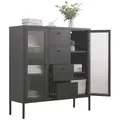 Mein-Regal Highboard, Schwarz, Metall, 4 Schubladen, 35x110x105 cm, Wohnzimmer, Kommoden & Sideboards, Highboards