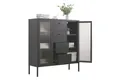 Mein-Regal Highboard PARIS, Schwarz Kommode Metall Glastüren, 4 Schubladen Hochkommode Höhe 110 cm