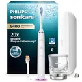 Philips Sonicare DiamondClean Smart 9400 elektrische Zahnbürste, Schallzahnbürste mit App, Drucksensor, Bürstenkopferkennung, 4 Putzmodi und 3 Intensitätsstufen, Weiß, Modell HX9917/88