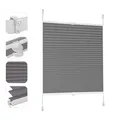 Sekey Plissee ohne Bohren Verdunkelung, Fenster Plissee Klemmfix Jalousie 75 cm breit, Verspannt Blickdicht Sonnenschutz Fensterollo, 75x200cm, Dunkelgrau