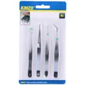 Pinzetten 4er Set Flachpinzette Spitzpinzette Kreuz Flach Gerade Modellbau NEU