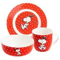 Porzellan Set Teller, Schale & Tasse United Peanuts Snoopy (Trio rouge)