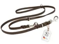 Hundeleine Leder 3m mittelgroße Hunde Fettlederleine [3-Fach Verstellbar] Lederleine geflochten – robuste Leine Hund mit Chrombeschlägen – Führleine Hund & Freihandleine – Dog Leash Braun 12mm
