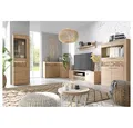 Lomadox Wohnzimmer-Set NUSCO-161, (Mega-Spar-Set, 5-St., Vitrine Eckkommode TV-Lowboard Wandboard Highboard), Eiche Nb., 5-teilig