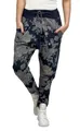 Mississhop 130 Damen Hose Blumen Sweatpants Jogginghose Baumwolle Freizeithose Boyfriend Sporthose Blumenprint Blau