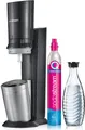 SodaStream Wassersprudler Crystal Vorteilspack inkl. Flasche und Quick-Connect Zylinder, Schwarz