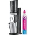 SodaStream Wassersprudler Crystal 3.0, (3-tlg), mit Quick Connect CO2-Zylinder und 1x Glaskaraffe 0,7 L schwarz