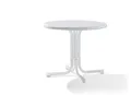 Sieger 209/W Boulevard-Klapptisch mit mecalit-Pro-Platte Ø 86 cm, Stahlrohrgestell weiß, Tischplatte Marmordekor weiß