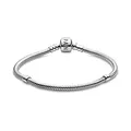 PANDORA Moments Schlangen-Gliederarmband mit Zylinderverschluss aus Sterling-Silber, kompatibel mit Charms und Anhängern aus der Moments Kollektion, Größe: 17cm