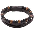 Heideman Armband Paul schwarz farben (Armband, inkl. Geschenkverpackung), Echtlederarmband, Männerarmband, Männerlederarmband schwarz 17 cm