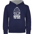 Shirtracer Hoodie Born to Ski Kinder Sport Kleidung blau|grau 116 (5/6 Jahre)
