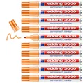 edding 3000 Permanentmarker - hell-orange - 10 Stifte - Rund-Spitze 1,5-3 mm - schnell trocknender Permanent Marker - wasserfest, wischfest - für Karton, Kunststoff, Holz, Metall - Universalmarker