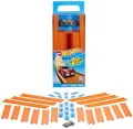 Hot Wheels Bahn Track Builder, Trackteile & Verbindungsstücke (36 Teile) für Autorennbahnen der Hot Wheels Autos, inkl. 1 Spielzeugauto, Auto Spielzeug, Spielzeug ab 4 Jahre, BHT77