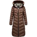 REPUBLIX Winterjacke KAIA Damen Gefütterte Winter Jacke Mantel Parka mit großer Kapuze braun M