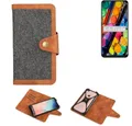 K-S-Trade Handyhülle für TCL PLEX, Schutzhülle Handyhülle Filz Hülle Kunst-Leder dunkelgrau braun