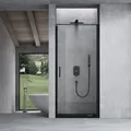 doporro Duschtür Nischentür dusche Duschabtrennung Duschkabine 80x195 cm ESG-Sicherheitsglas aus Klarglas mit Hebe- und Senkmechanismus inkl. NAN... - Schwarz