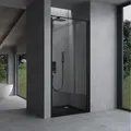 Doporro Nischentür Nischendrehtür Duschabtrennung 80x195 Cm Esg-sicherheitsglas Duschtür Aus Klarglas Mit Hebe- Und Senkmechanismus Teramo36k Schwarz Inkl. Nano-beschichtung