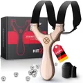 HITX Steinschleuder Alpha Zwille + 2x Gummibändern und 100 Stahlkugeln Slingshot