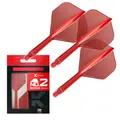 Target Darts K Flex Integrierter Dart-Flug und -Schaft, Nr. 2 Rot (Mittel) | 3er-Pack K-Flex - No 2, Precision Moulded 2-In-1 Dart Flights und Dart Stem | Professionelles Dart-Zubehör