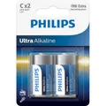 2 Philips Ultra Alkaline C Batterien 1.5V Blister LR14 Baby 2Bl Exp 2029 Neu