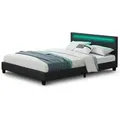 Juskys Polsterbett, Schwarz, Holz, 140x200 cm, Schlafzimmer, Betten, Polsterbetten