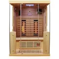 Dewello Infrarotkabine Sauna Kingston 130cm x 105cm 2 Personen Vollspektrum & Karbonstrahler Hemlock Tannenholz