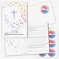 15er Set Einladungskarten zur Kommunion DIN A6 Klappkarte Fische bunt I dv_1359