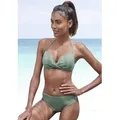 Push-Up-Bikini-Top S.OLIVER "Spain", Damen, Gr. 34, Cup B, grün (oliv), Microfaser, Microfaser, unifarben, Bikini-Oberteile, in Wickeloptik