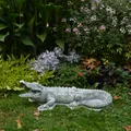 gartendekoparadies.de Gartenfigur Statue Krokodil, Steinfigur, H. 28 cm, 39 kg, Frostsicher