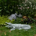 Krokodil Reptil Steinfigur H.28 cm 32 x 87 cm Grau 39 kg Beton frostsicher