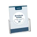 EUROPEL Prospekthalter A4 Einzelfach – Polystyrol glasklar, extra Kapazität 41mm, Tisch oder Wand, Innenmaß 225×272mm, für Büro, Hotel und Rezeption