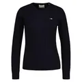 Gant Damen Stretch Cotton Cable C-Neck Pullover, Evening Blue, Standard