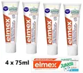 elmex Zahncreme „JUNIOR“ 6-12 Jahre, 4 x 75ml Tube