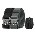 BESTKEE 2er Herren Taktischer Gürtel, 3.8cm Gürtel Herren, Militär Wandern Arbeitgürtel, Geschenk mit taktischem Molle-Beutel