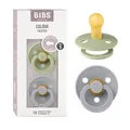 BIBS Colour Schnuller 2er-Pack, BPA-frei, Kirschform Nippel. Naturkautschuk/Latex, Hergestellt in Dänemark. Größe 1 | 0+ Monate | 2-Pack, Sage/Cloud