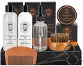 BRUBAKER 7-tlg. Bartpflege Geschenk Set mit Bartshampoo, Bart Conditioner, Bartöl, Bartbalsam, Bartbürste, Bartkamm, Bartschere - Bartwuchsmittel Männer Geschenk für den Liebsten oder Papa