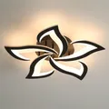Comely Deckenlampe LED Wohnzimmer, 60cm 60W 6750LM LED Lampen Deckenleuchte, Moderne Blütenblatt Design Lampen für Wohnzimmer Küche Schlafzimmer Esszimmer, 3000K Warmweißes Licht, Schwarz