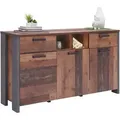 Carryhome Sideboard, Braun, Dunkelgrau, Dunkelbraun, Holzwerkstoff, 3 Fächer, 2 Schublade(n) Schubladen, 156.4x86.3x41.6 cm, Beimöbel erhältlich, Wohnzimmer, Kommoden & Sideboards, Sideboards