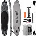peme Stand Up Paddling Board SUP Paddle Standup Sub Surfbrett mit Zubehör Surfboard Paddelboot für Wassersport bis 166 kg Allround Paddleboard Supboard und Doppelpaddel – Hydro 350cm Dark Sky