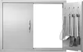 VEVOR Grill-Zugangstür, 787 x 609 mm, Doppelte Außenküchentür, Flächenbündig Montierte Edelstahltür, Doppelwandige vertikale Tür mit Griffen und Haken, für Grillinsel, Grillstation, Außenschrank
