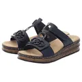 Rieker Pantolette, Plateau, Sommerschuh, Schlappen mit Schmuckelementen blau 38 EU