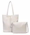 ITALYSHOP24 Schultertasche SET 2in1 Damen Tasche Umhängetasche XXL Shopper, Leichtgewicht Hobo + Crossbody Bag / Schmucktasche, Beige