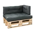 Bodyprotect Palettenkissen Outdoor & Indoor, 3er Set aus Sitzkissen 120 x 80 x 12 cm + Rückenlehne 120 x 40 cm + Seitenteil 60 x 40 cm, Paletten Kissen, hochwertiger Möbelstoff in dunkelgrau