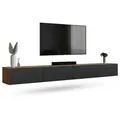 Planetmöbel TV-Board WEST TV Board 280 cm (2 x 140 cm) (TV Lowboard, Fernsehschrank hängend oder stehend), Fernsehtisch 2x 140cm breit goldfarben