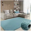 Wohnando Teppich MY-RUG Hochflorteppich Shaggy Star 230x160cm, rechteckig, Höhe: 38 mm, einfarbig, leicht glänzend, extra flauschig blau rechteckig | 160 cm x 230 cm x 38 mm